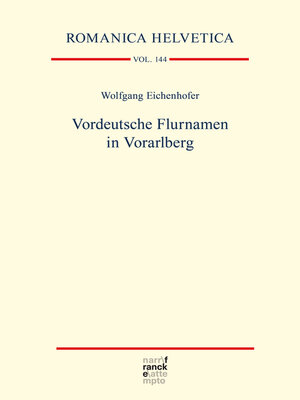 cover image of Vordeutsche Flurnamen in Vorarlberg